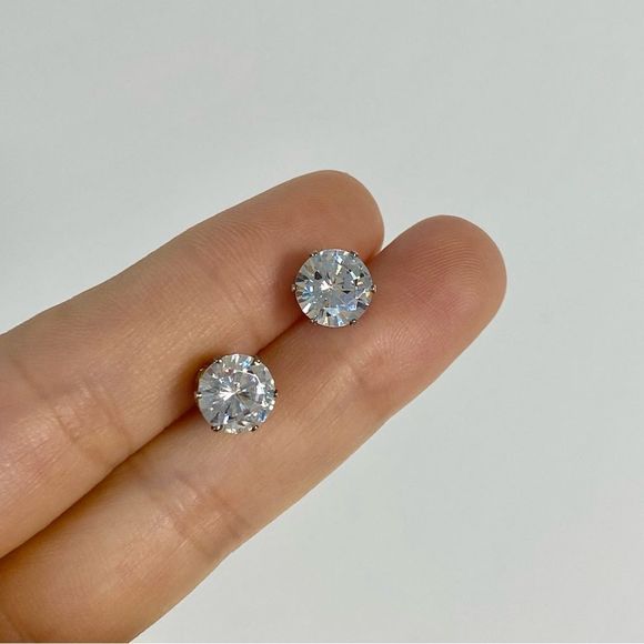 Jewelry - 4/$15 2ct Six Prong Setting Diamond-like Cubic Zirconium CZ Gold Earrings Studs